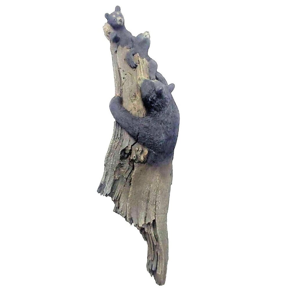 Bernard Mouflet Nature's Window Black Bear & Cubs Climbing Tree Sculpture COA